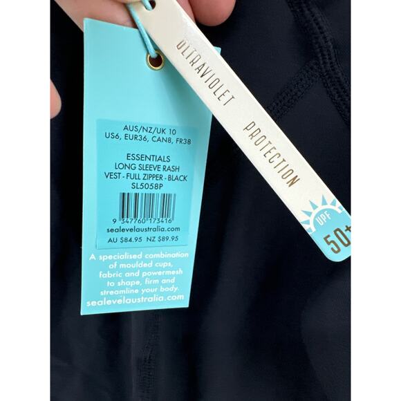 Sea Level Australia Essentials Long Sleeve Rash Vest Women US6 Black Full Zip - Picture 8 of 11